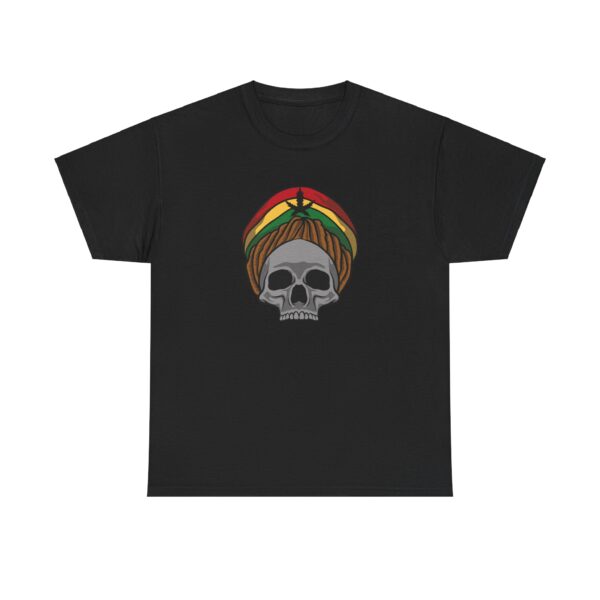 Front of Rasta Skull 420 shirt