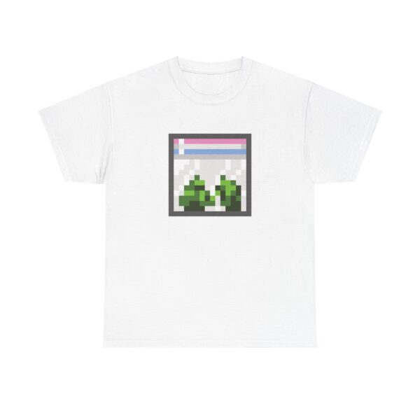 Front of Pixelated Baggie marijuana shirt