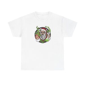 Front of Santa Smokes weed shirt